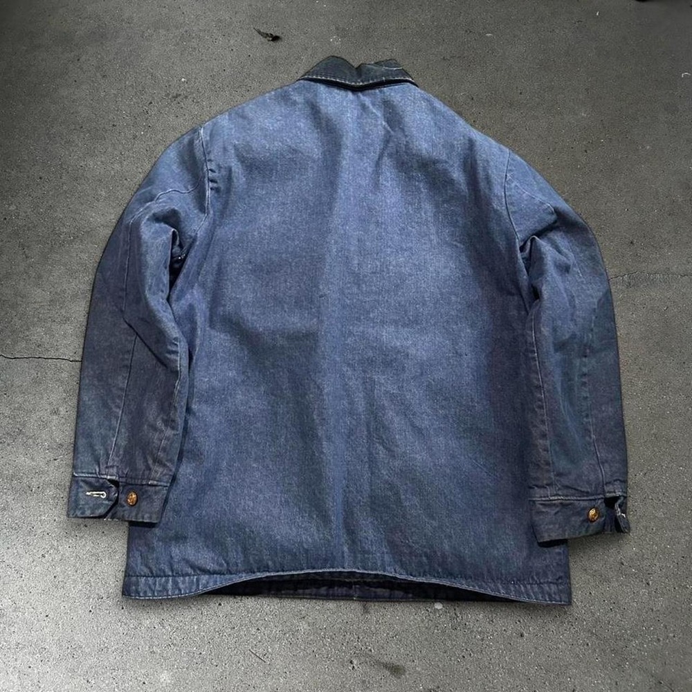 Vintage men's Wrangler Big Ben dark blue denim blanket lined chore jacket Size M - Picture 2 of 6